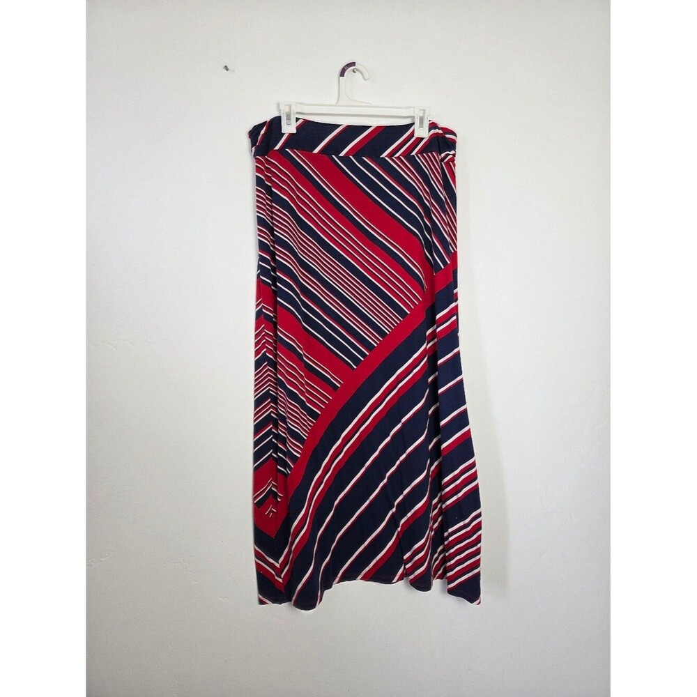 Liz Claiborne Maxi Skirt Red White Blue Striped Summer Gypsy Hippie Festival L